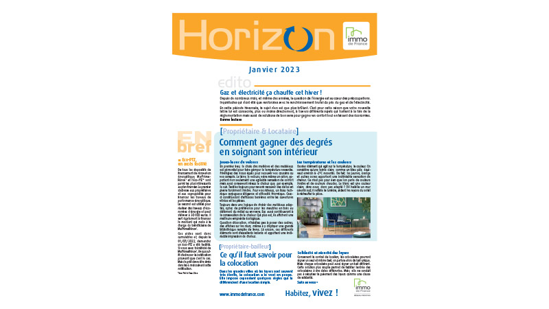 Lettre Horizon - Janvier 2023 - Actualités du réseau